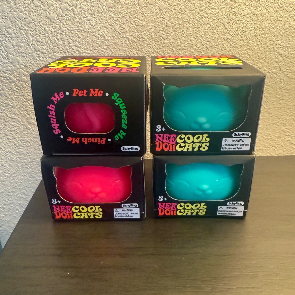 1 NeeDoh Cool Cats Squishy Toy by Schylling pink and green available